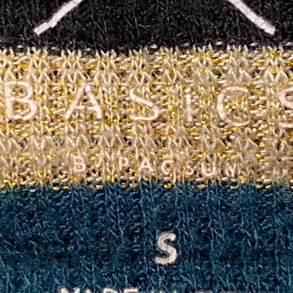 PacSun Basic top striped cropped green black and gold Shimmer size Small - Picture 10 of 16